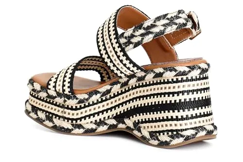 CafèNoir Sandali Zeppa Doppia Fascia Nero Beige 39