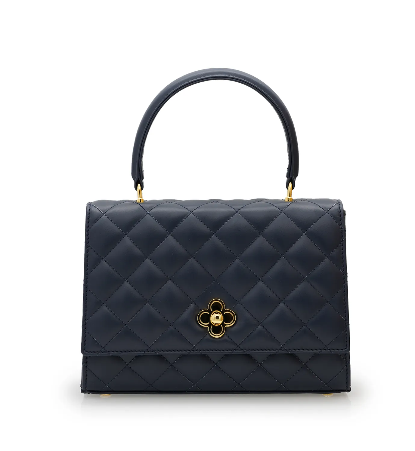 Cardinal Milano Opèra Flower Twist borsa navy vitello trapuntato