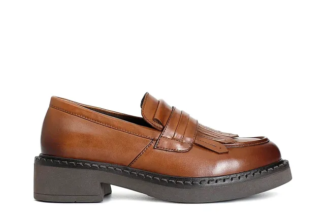 CafèNoir Mocassino Donna Pelle Frangia Tacco 50 mm