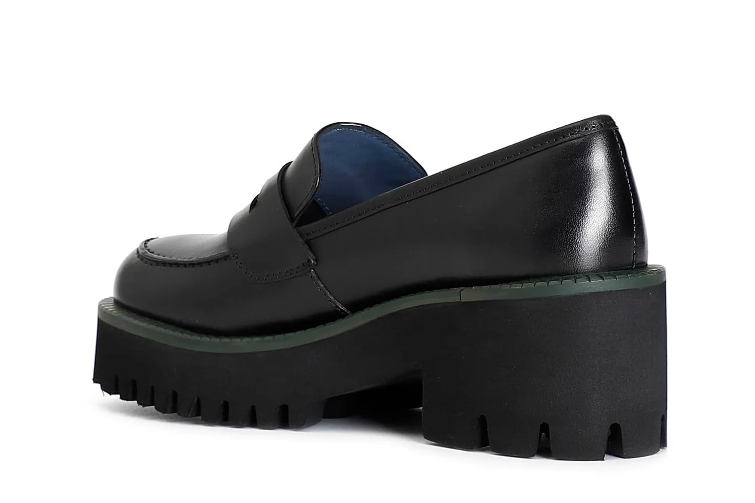 CafèNoir Mocassino Donna Pelle Nero Verde Suola Alta