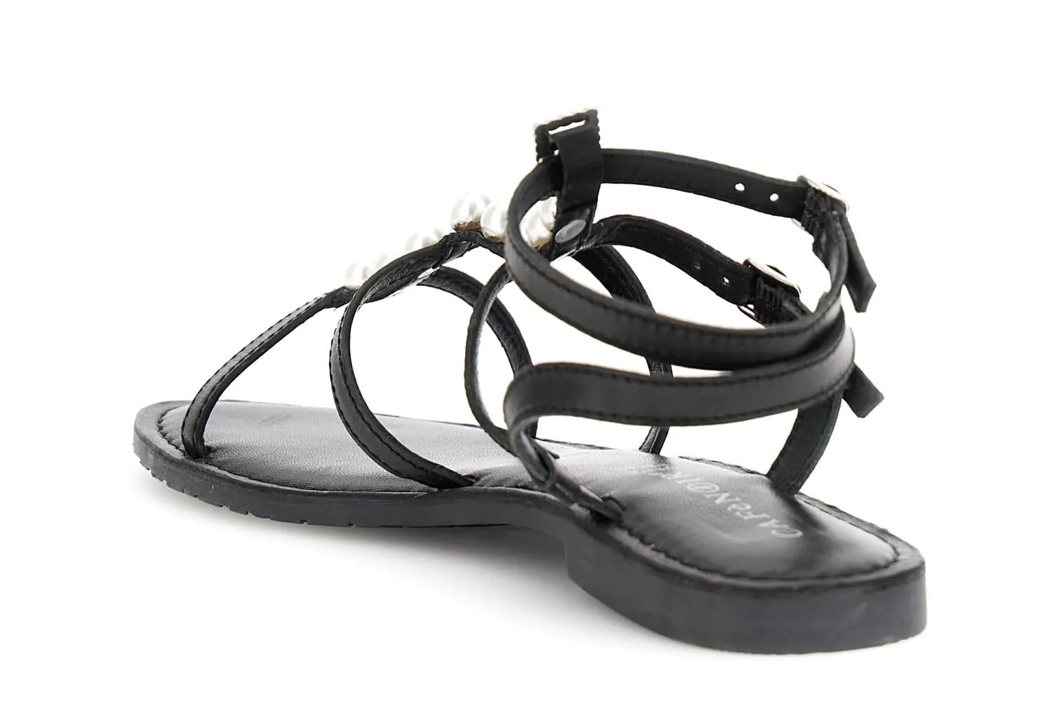 CafèNoir Flat sandali pelle fibbia gioiello donna