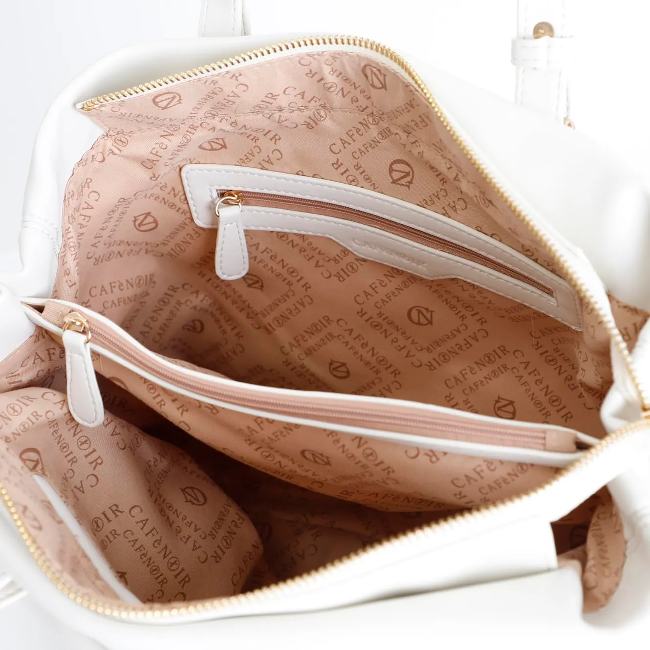 CafèNoir Treccia Metallo Shopping Bag Bianca Morbida
