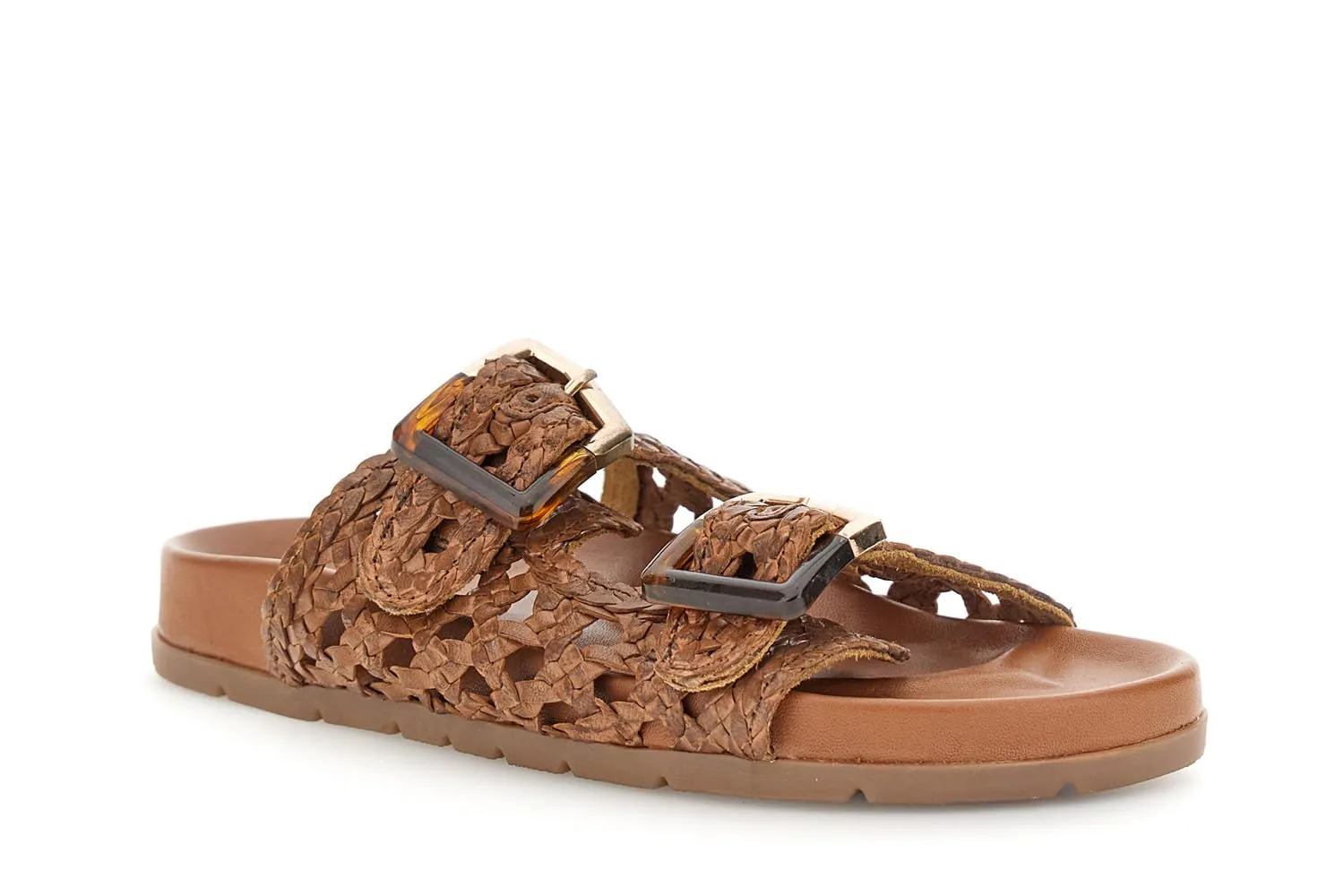 CafèNoir sandali ciabatta donna pelle intrecciata con fibbie