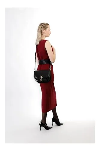 CafèNoir Pattina Abrasivato Borsa a Spalla Nera Charm