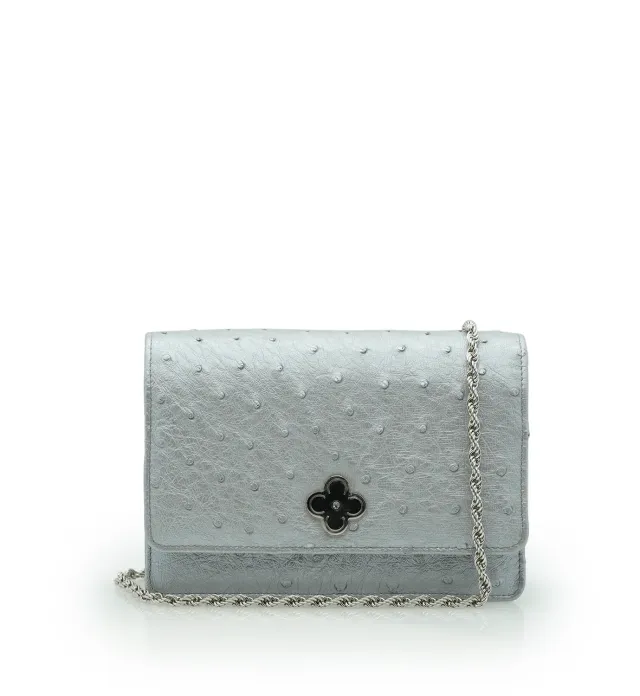 Cardinal Milano Lisa pochette argento struzzo tracolla