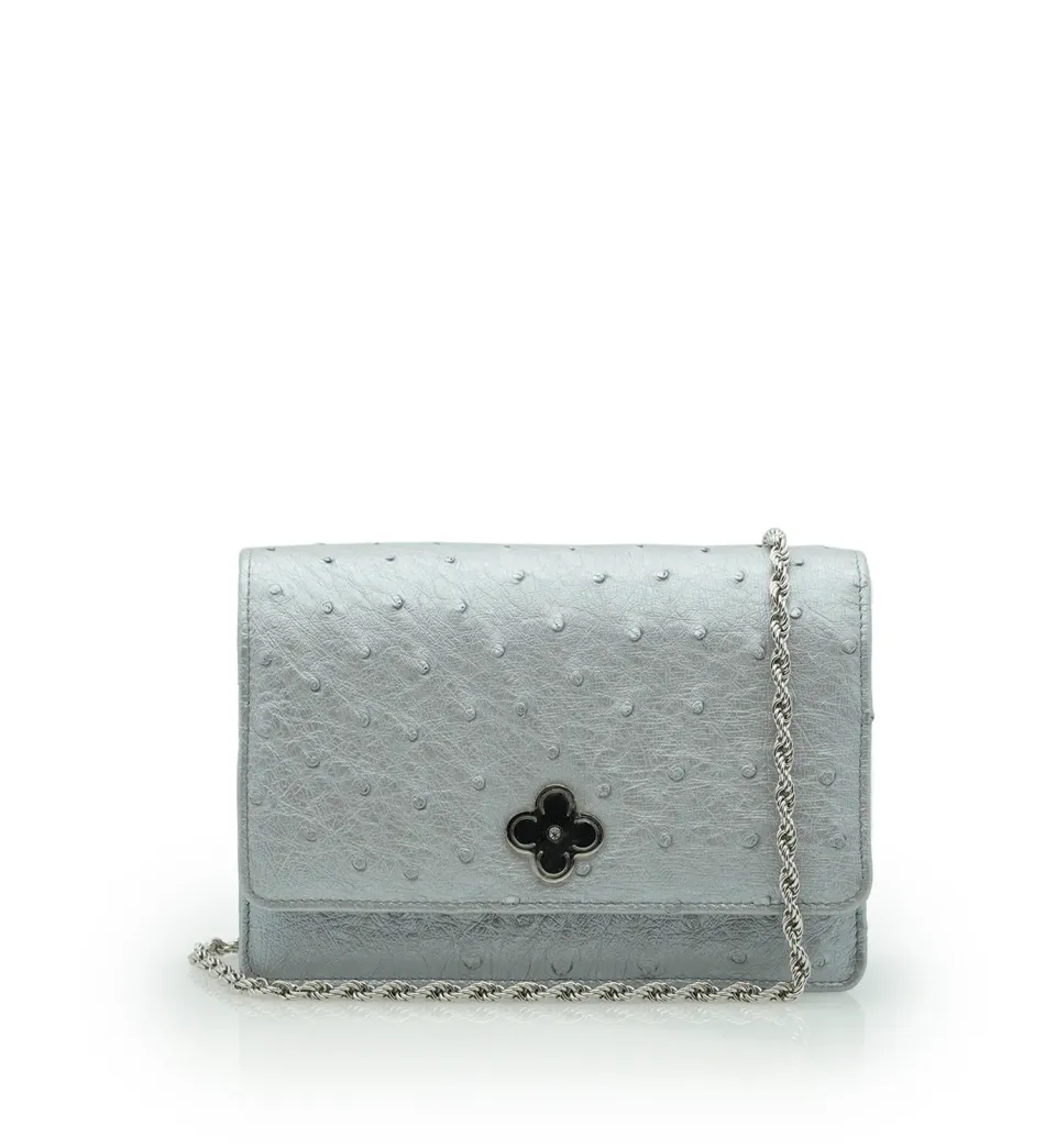 Cardinal Milano Lisa pochette argento struzzo tracolla
