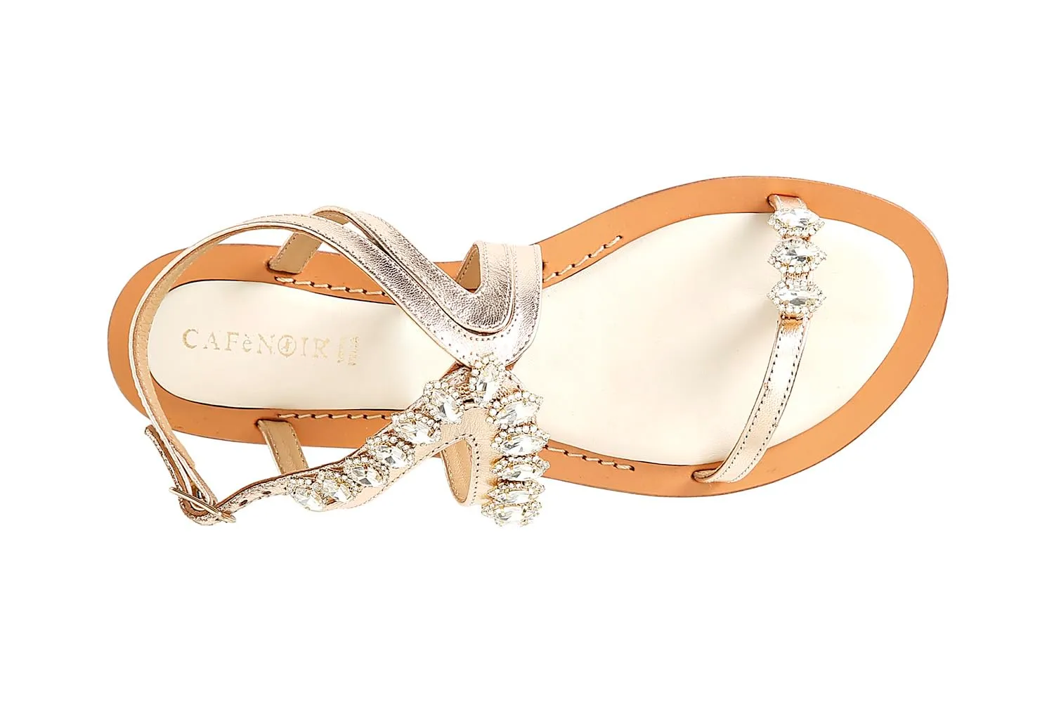 CafèNoir infradito pelle oro rosa strass 39