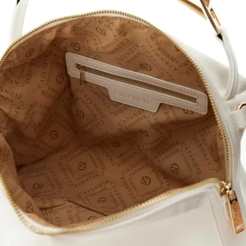 CafèNoir Borsa a Mano Bianca Manico Metallo Intreccio