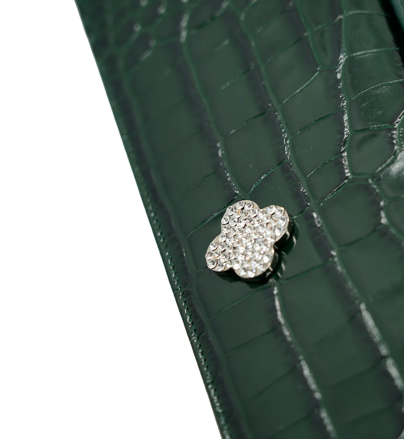 Cardinal Milano Time 22 clutch verde vitello stampa coccodrillo