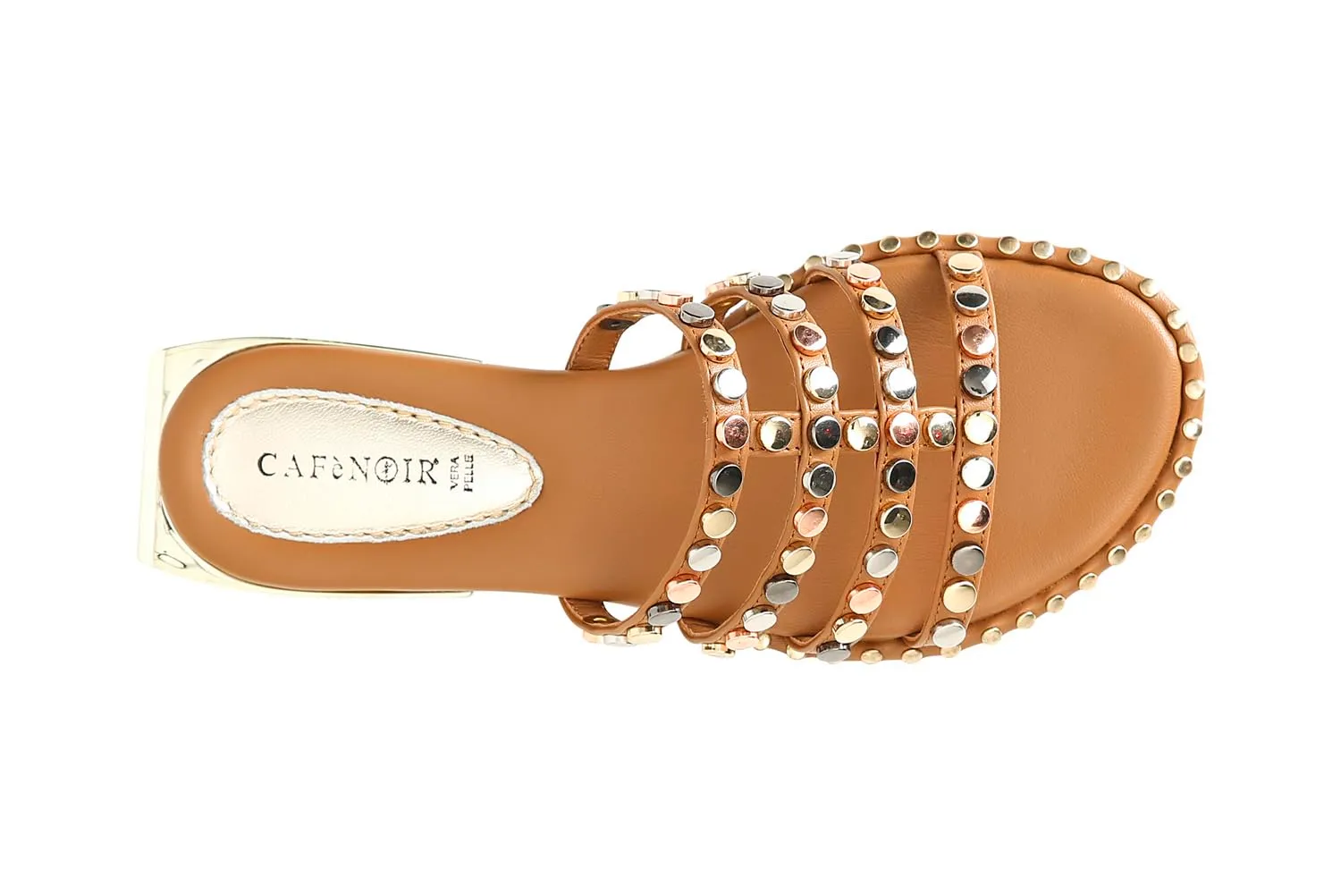 CafèNoir ciabatta pelle cuoio borchie multicolor 39