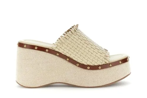 CafèNoir Intreccio ciabatta pelle zeppa 9 cm