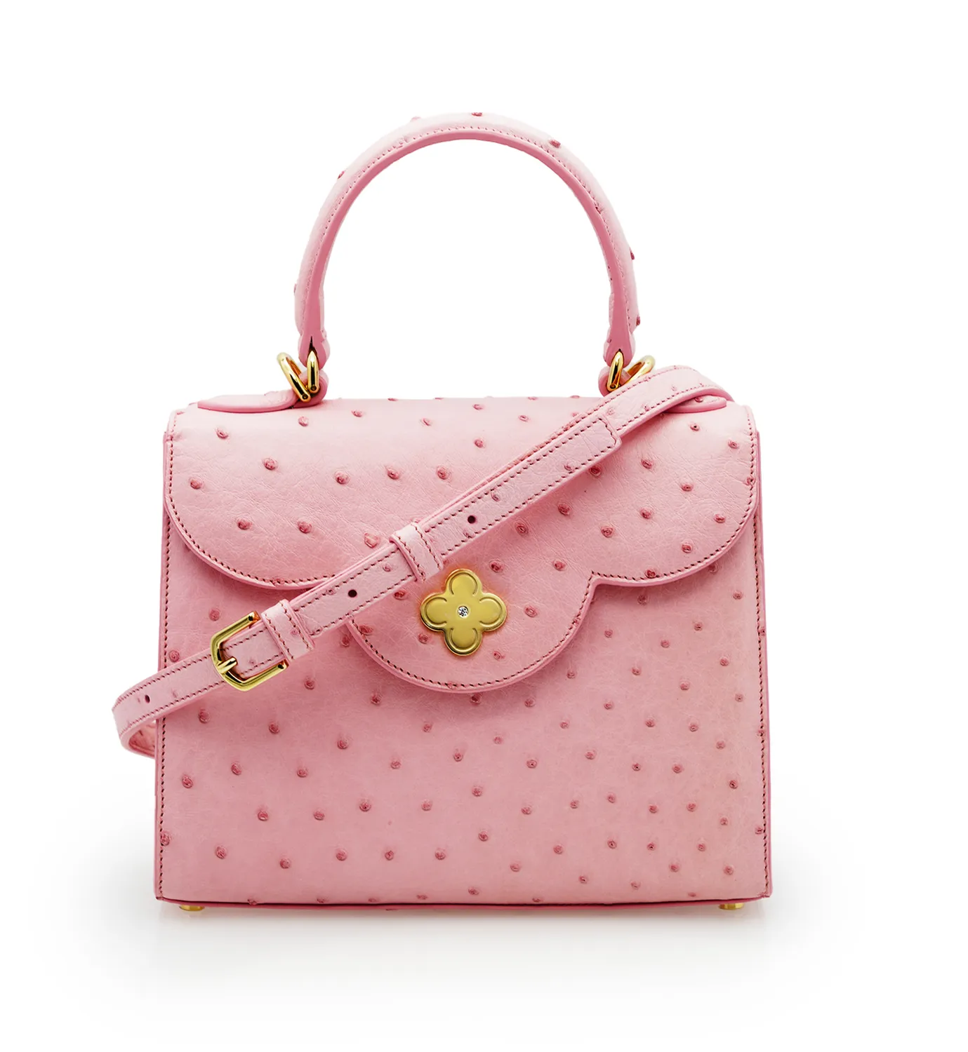 Cardinal Milano First Lady Pink Ostrich Borsa a Mano Rosa Struzzo