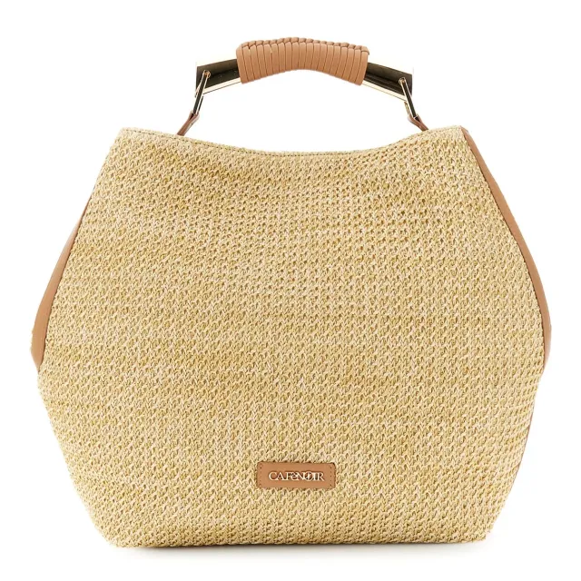 CafèNoir Sacca Raffia Naturale Rifiniture Contrasto