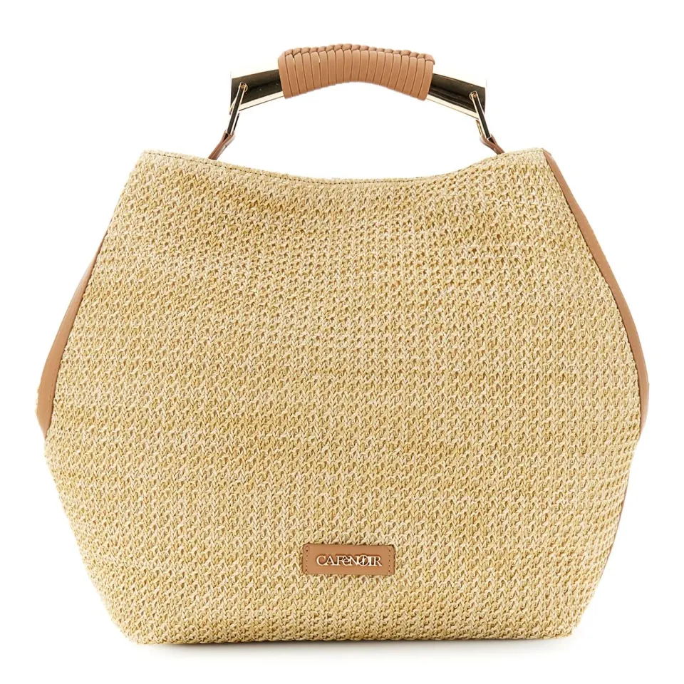 CafèNoir Sacca Raffia Naturale Rifiniture Contrasto
