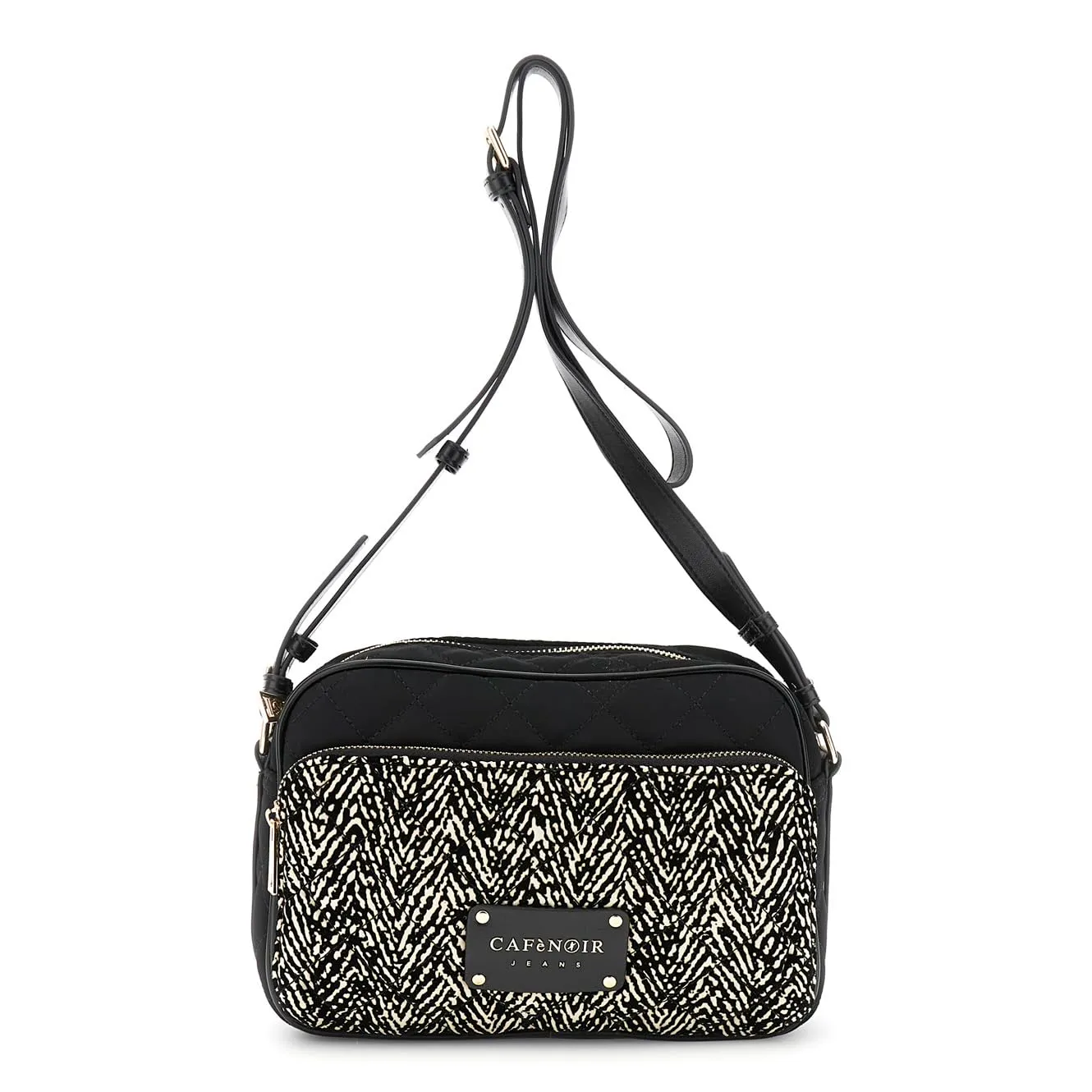 CafèNoir Camera Bag Nylon Caramello Nero Trapuntata