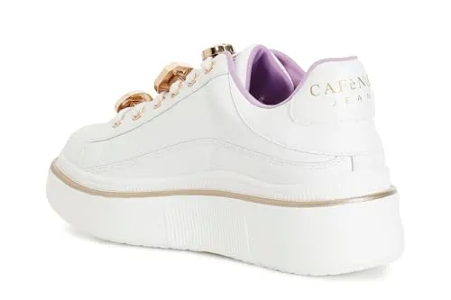 CafèNoir sneakers pelle bianche strass plateau