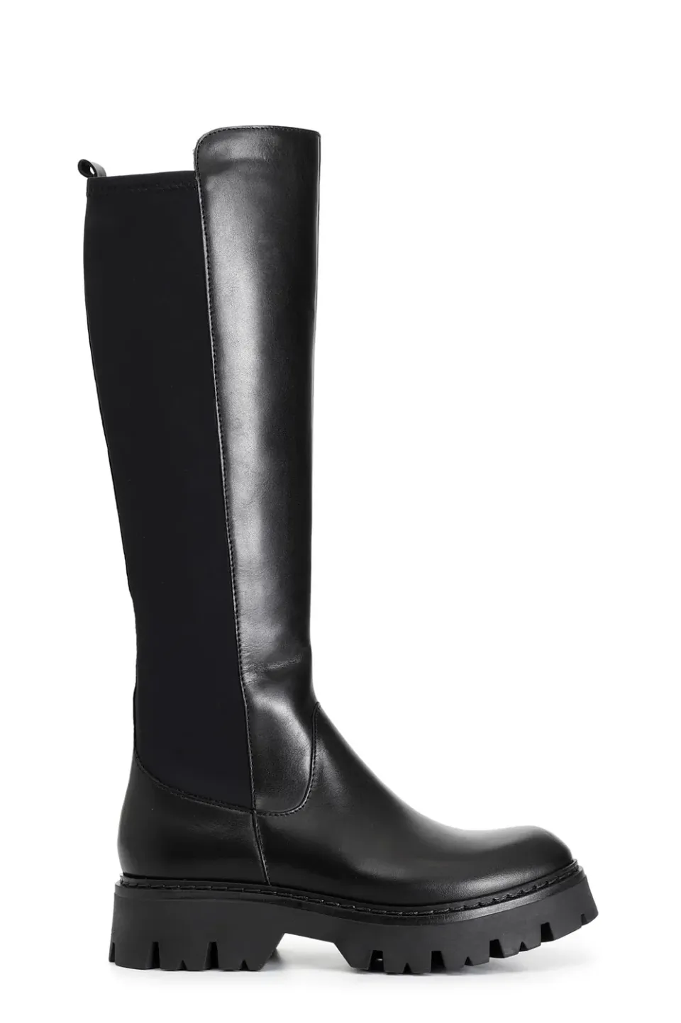 CafèNoir stivale donna pelle e lycra nero elasticizzato