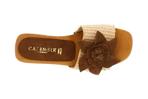 CafèNoir Zoccolo Sandali Donna in Rafia con Fiore