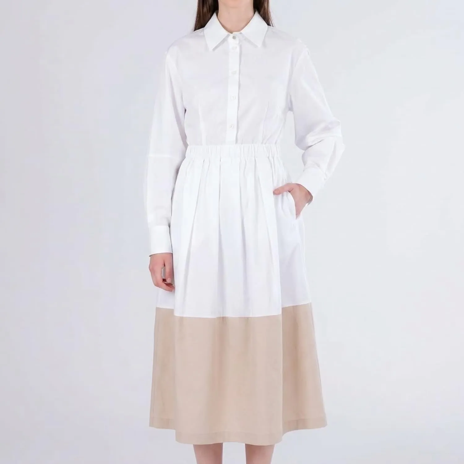 CafèNoir Gonna Bicolor Pieghe Donna Bianco Sabbia S