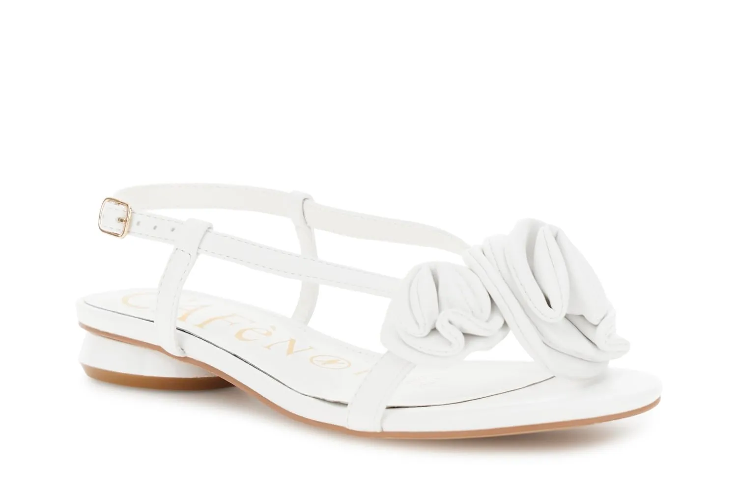 CafèNoir Sandali Fiori Effetto Pelle Off White 1,5 cm