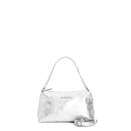 CafèNoir Camera Bag Donna Argento Pelle Metallizzata Catena