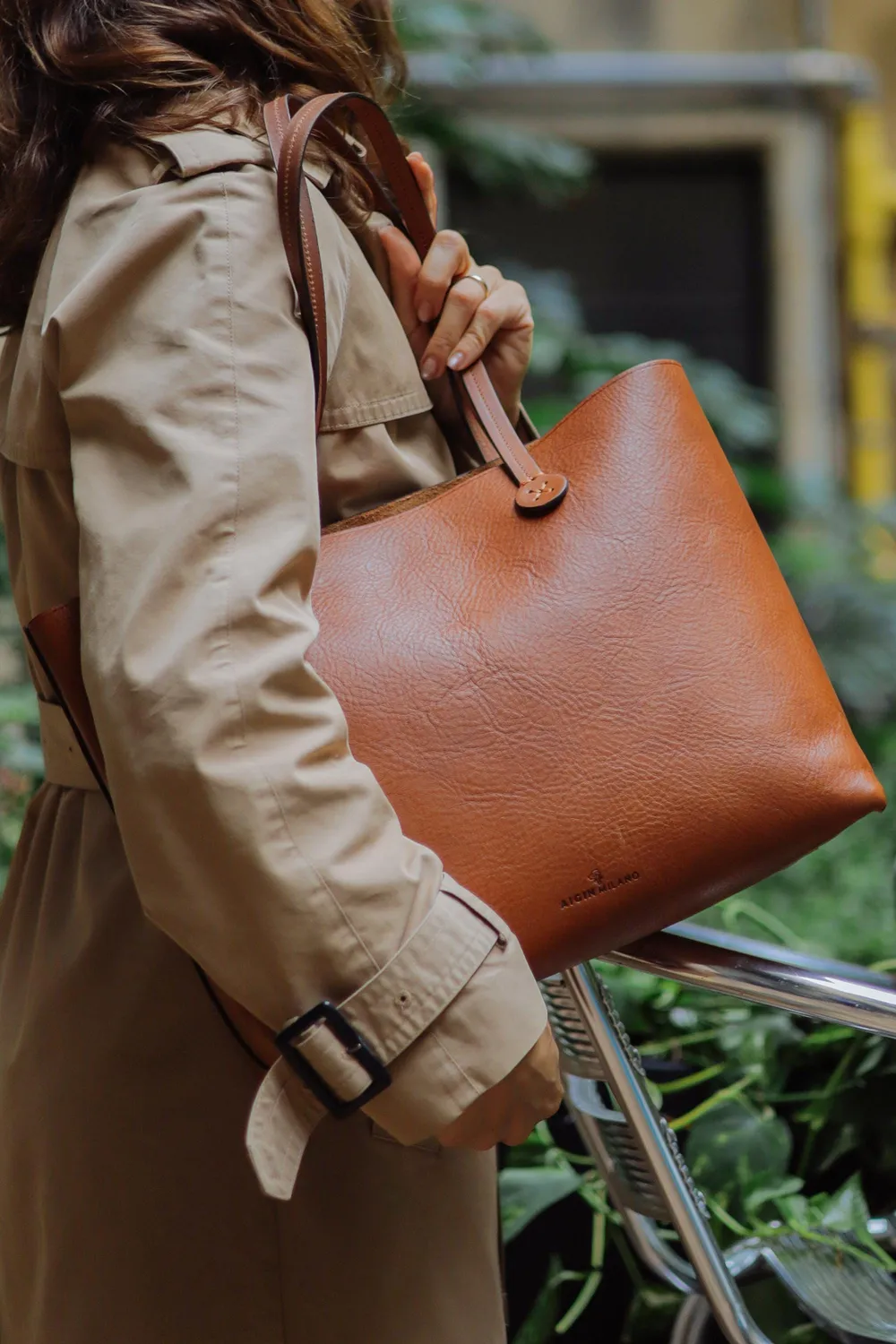 Aigin Milano Shoulder Bag borsa a spalla miele pieno fiore