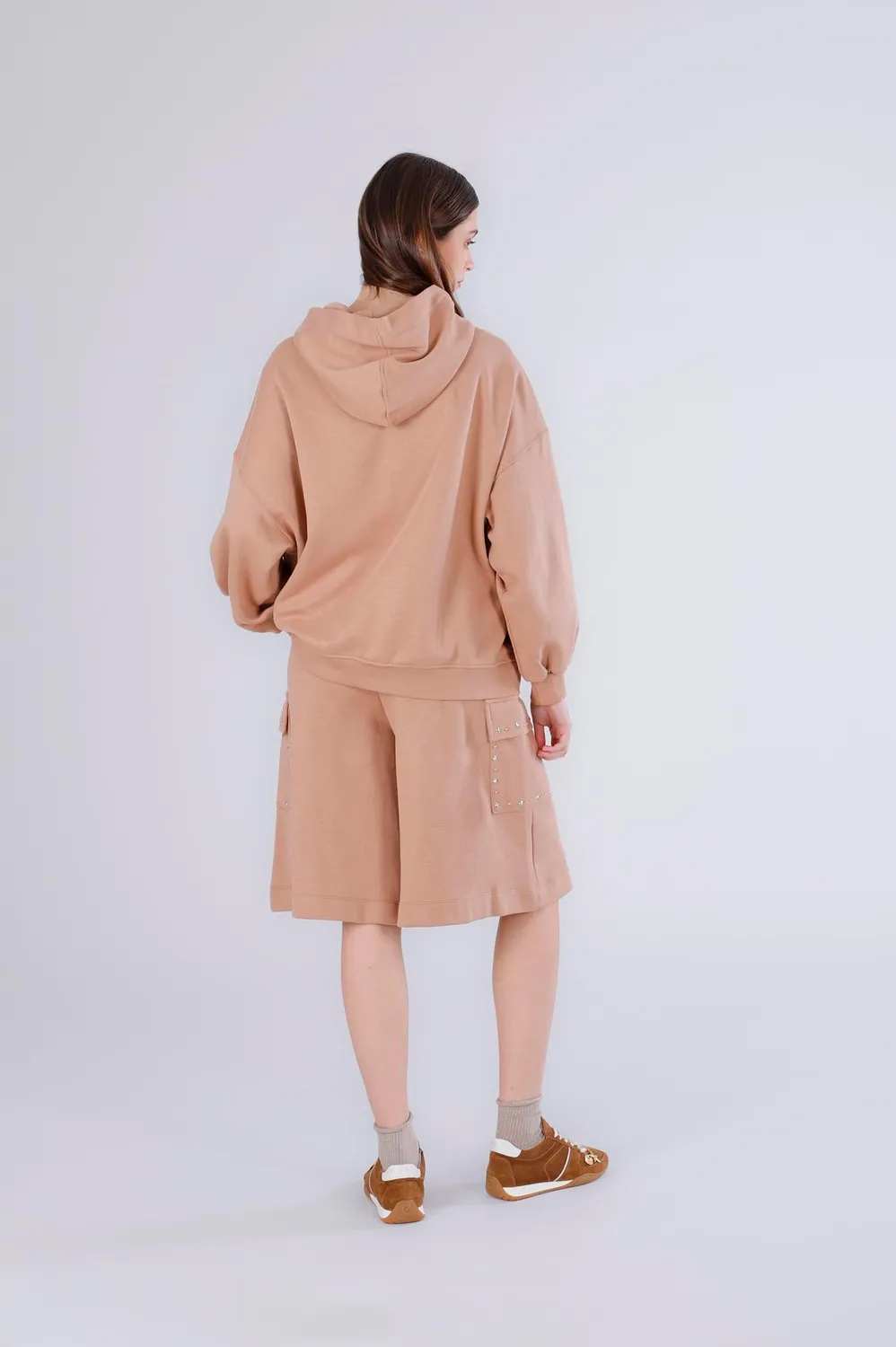 CafèNoir Felpa Over Full Zip Borchie Caramello S