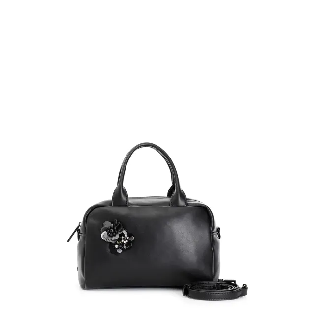 CafèNoir Bauletto Puffy Nero con Fiori Paillettes