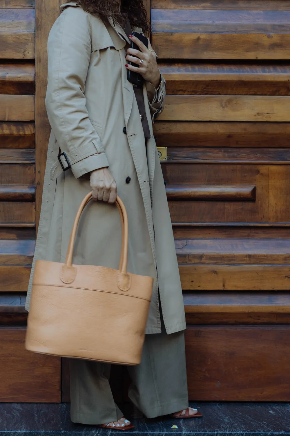 Aigin Milano tote borsa spalla pelle miele grande