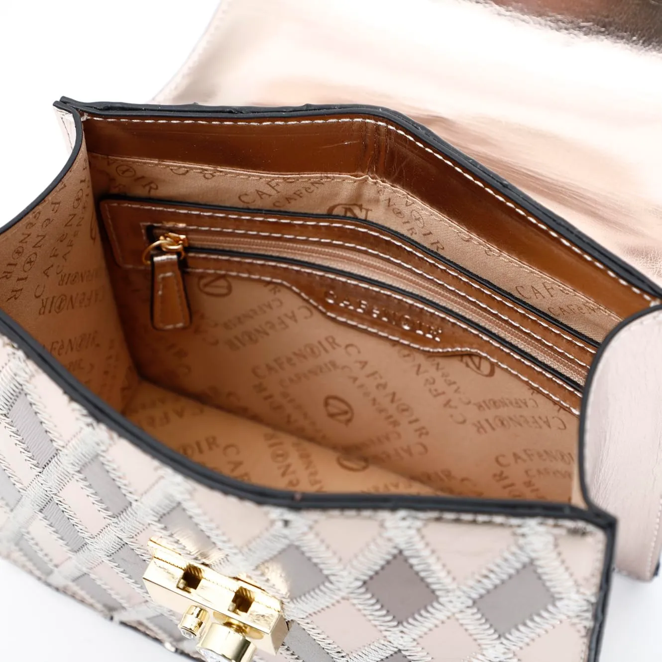 CafèNoir Minibag Platino Rombi Patchwork e Strass