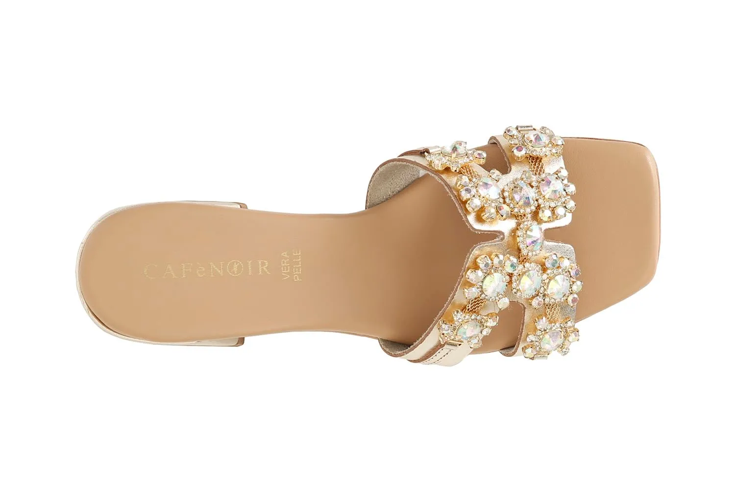 CafèNoir Ciabatta Pelle Gioiello Sandali Oro 39