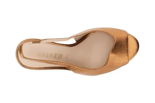 CafèNoir Slingback Pelle Laminata Bronzo 8,5 cm