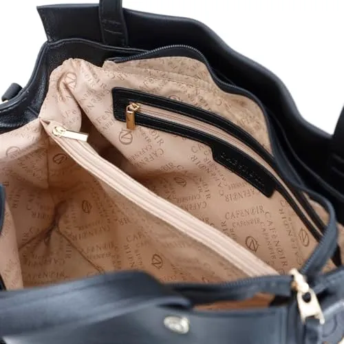 CafèNoir Shopping Catena Borsa Nero Zip 33x25 cm