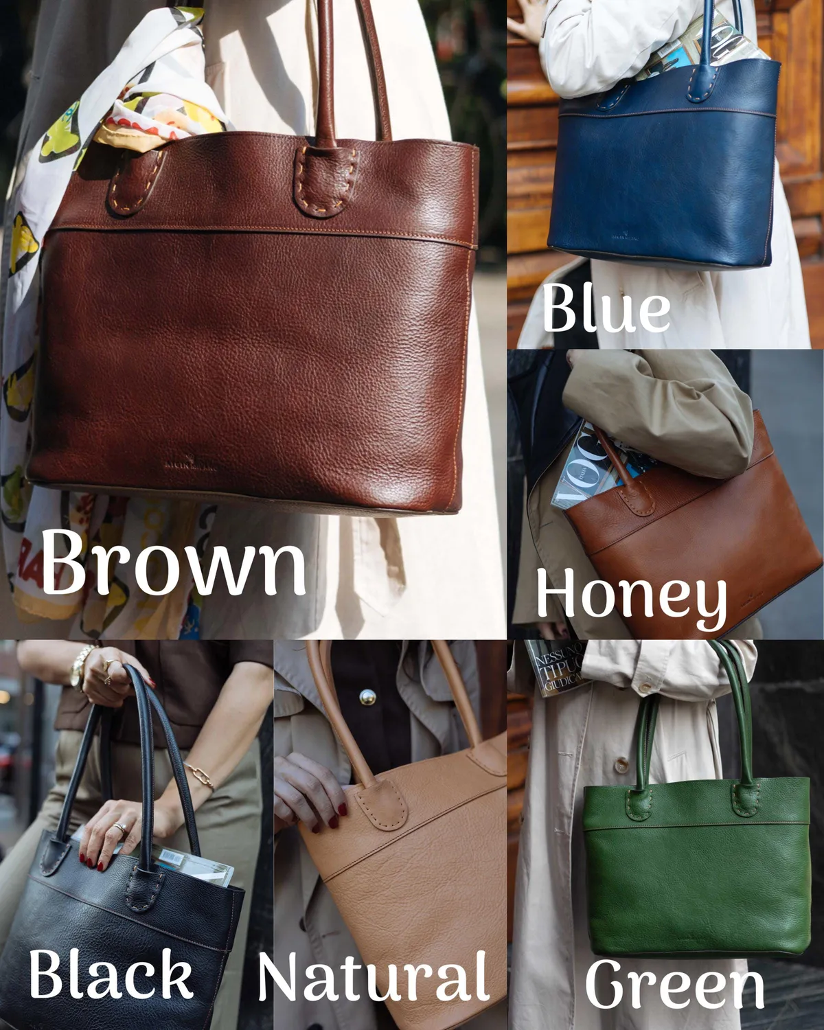 Aigin Milano tote borsa spalla pelle marrone 40cm