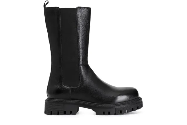 CafèNoir Stivaletto 3/4 Pelle Nero Elastico Donna
