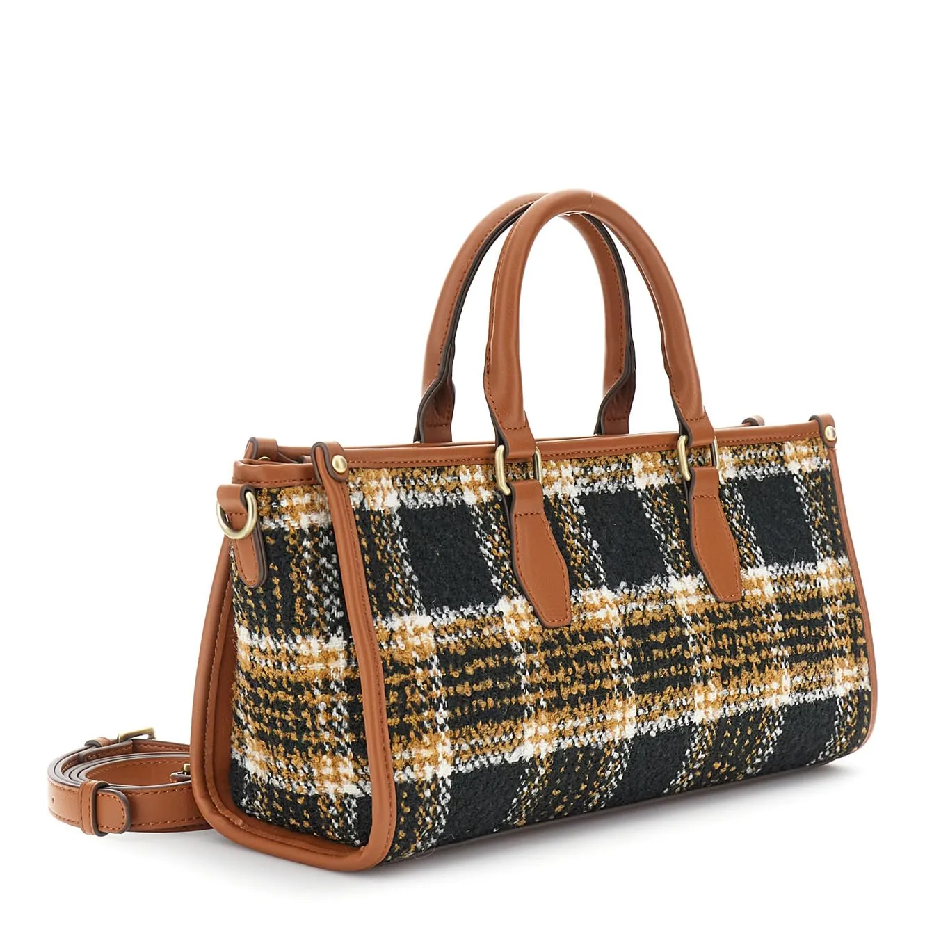 CafèNoir Quadri Placca Logo minibag cuoio con tracolla