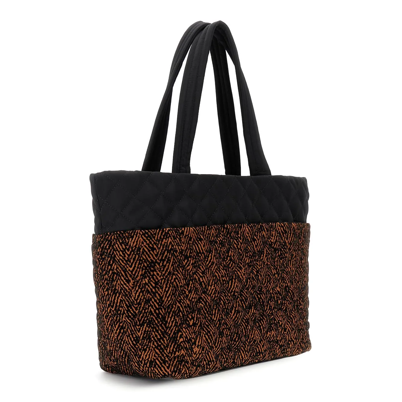 CafèNoir Shopping Bag Nylon Trapuntata Caramello Nero