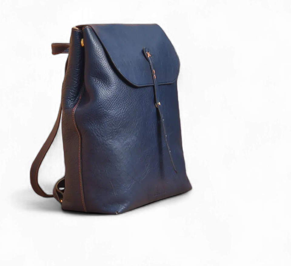 Aigin Milano zaino pelle pieno fiore naturale ottone