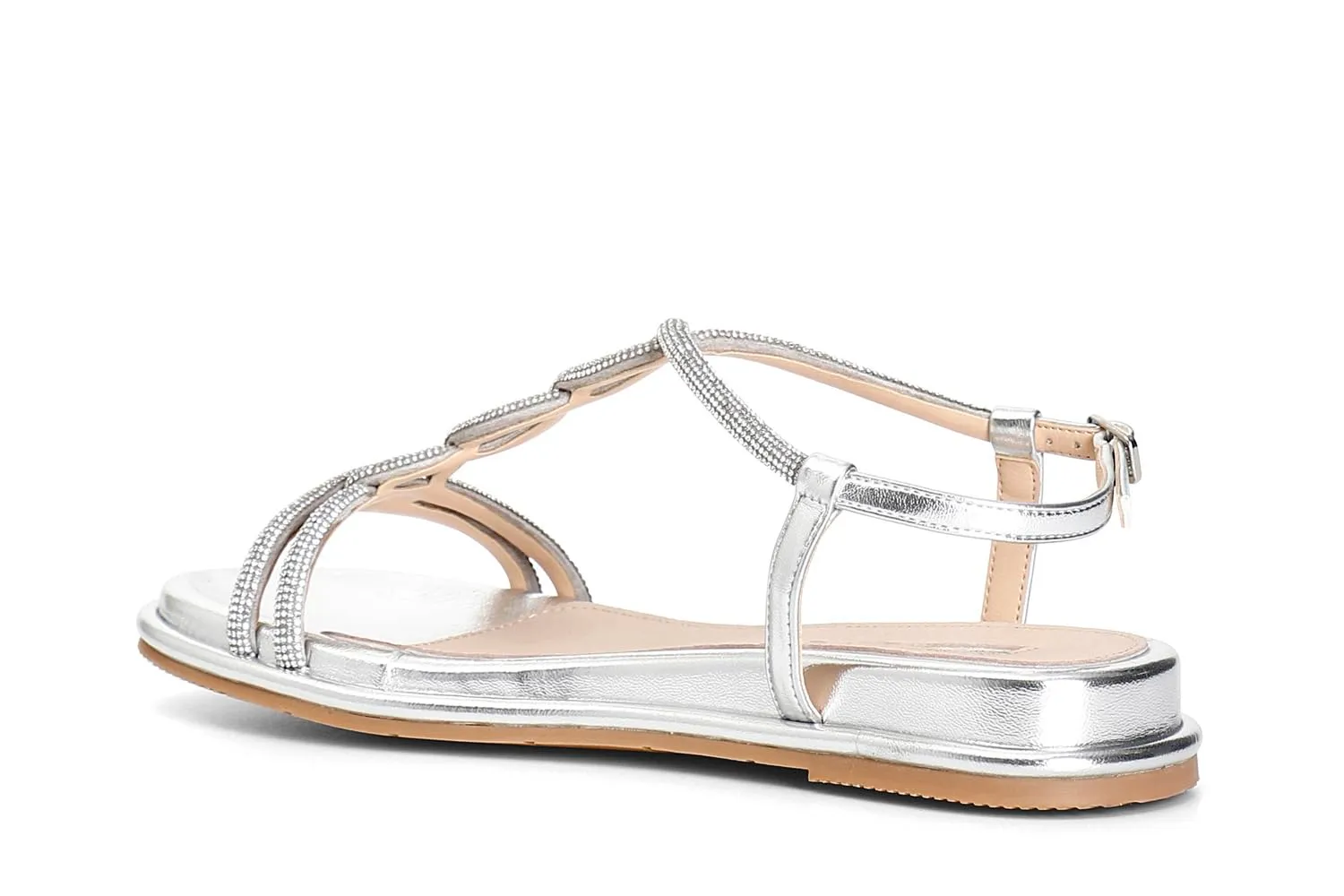 CafèNoir Sandali a T Multistrass Argento in Pelle