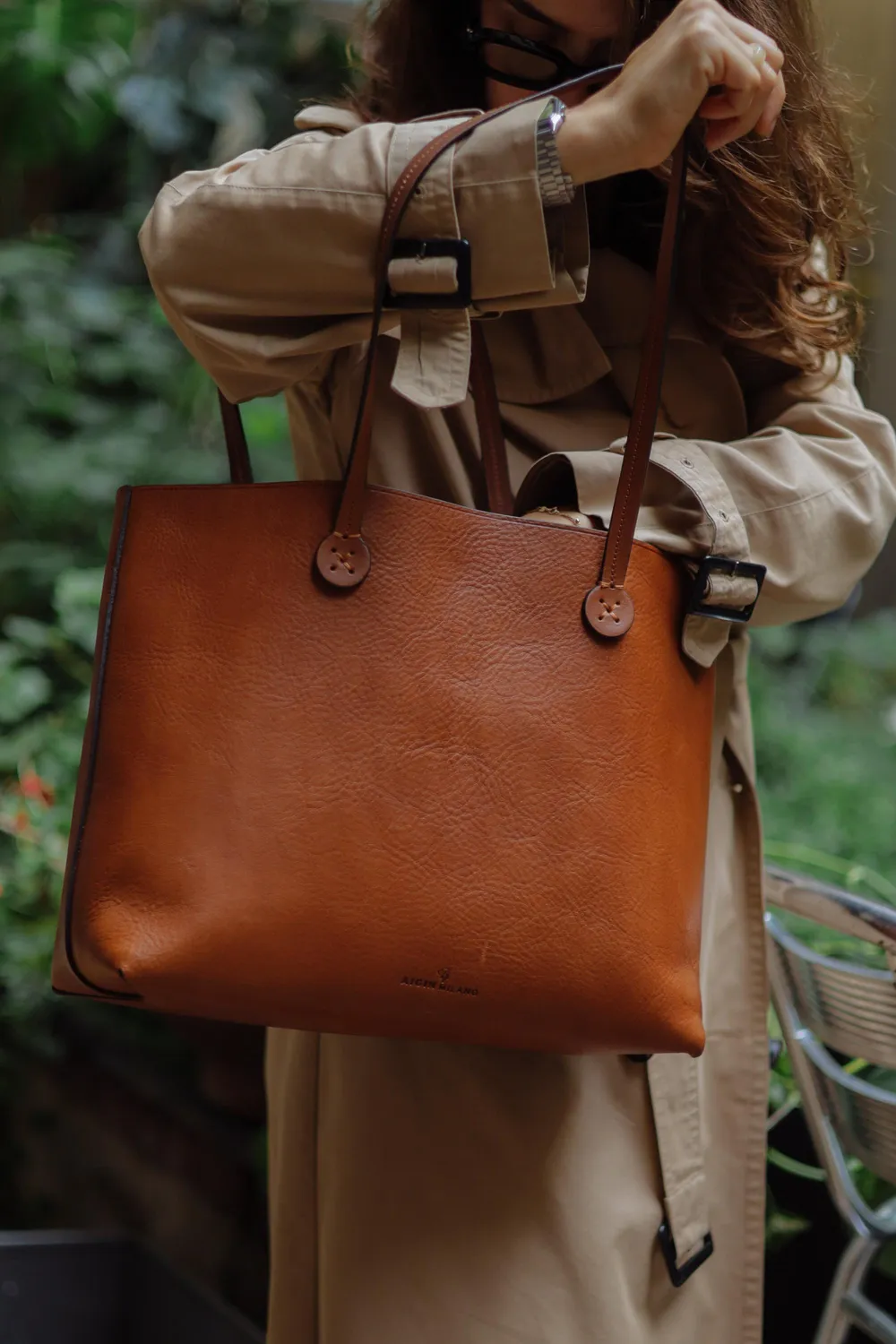 Aigin Milano Shoulder Bag borsa a spalla miele pieno fiore