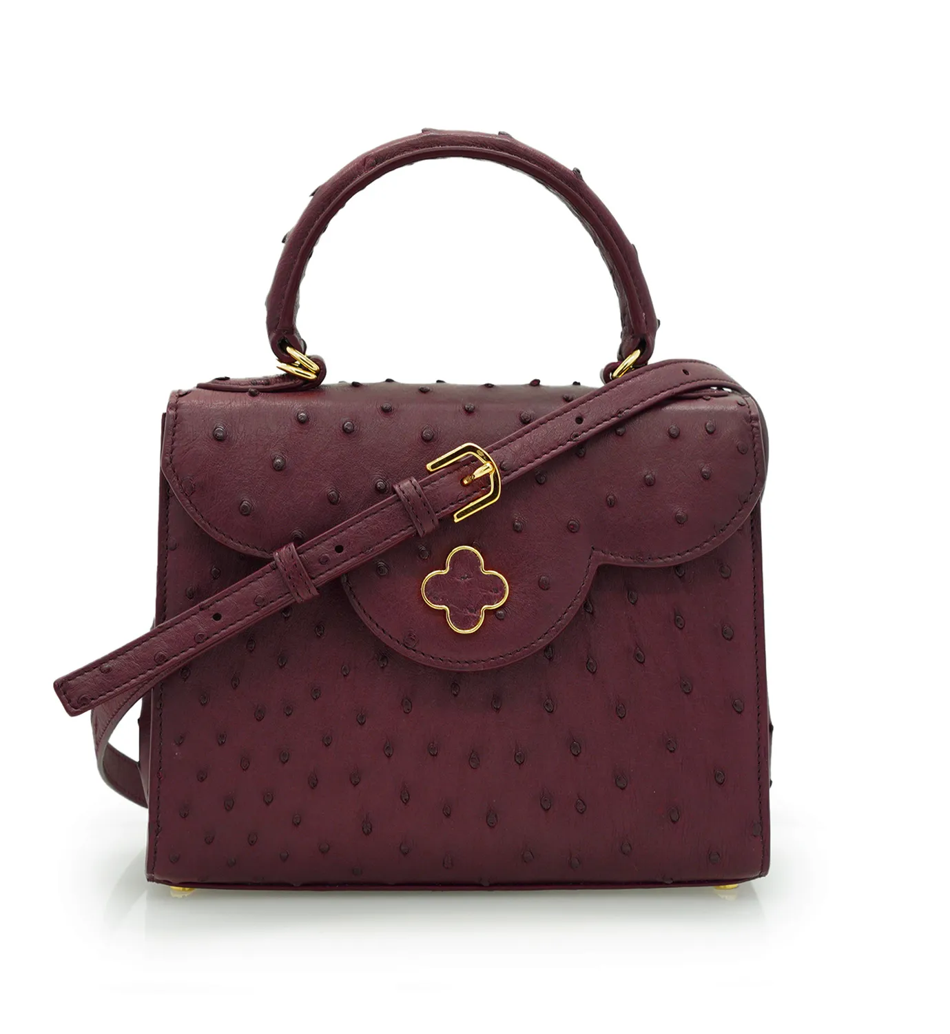 Cardinal Milano First Lady borsa bordeaux struzzo oro