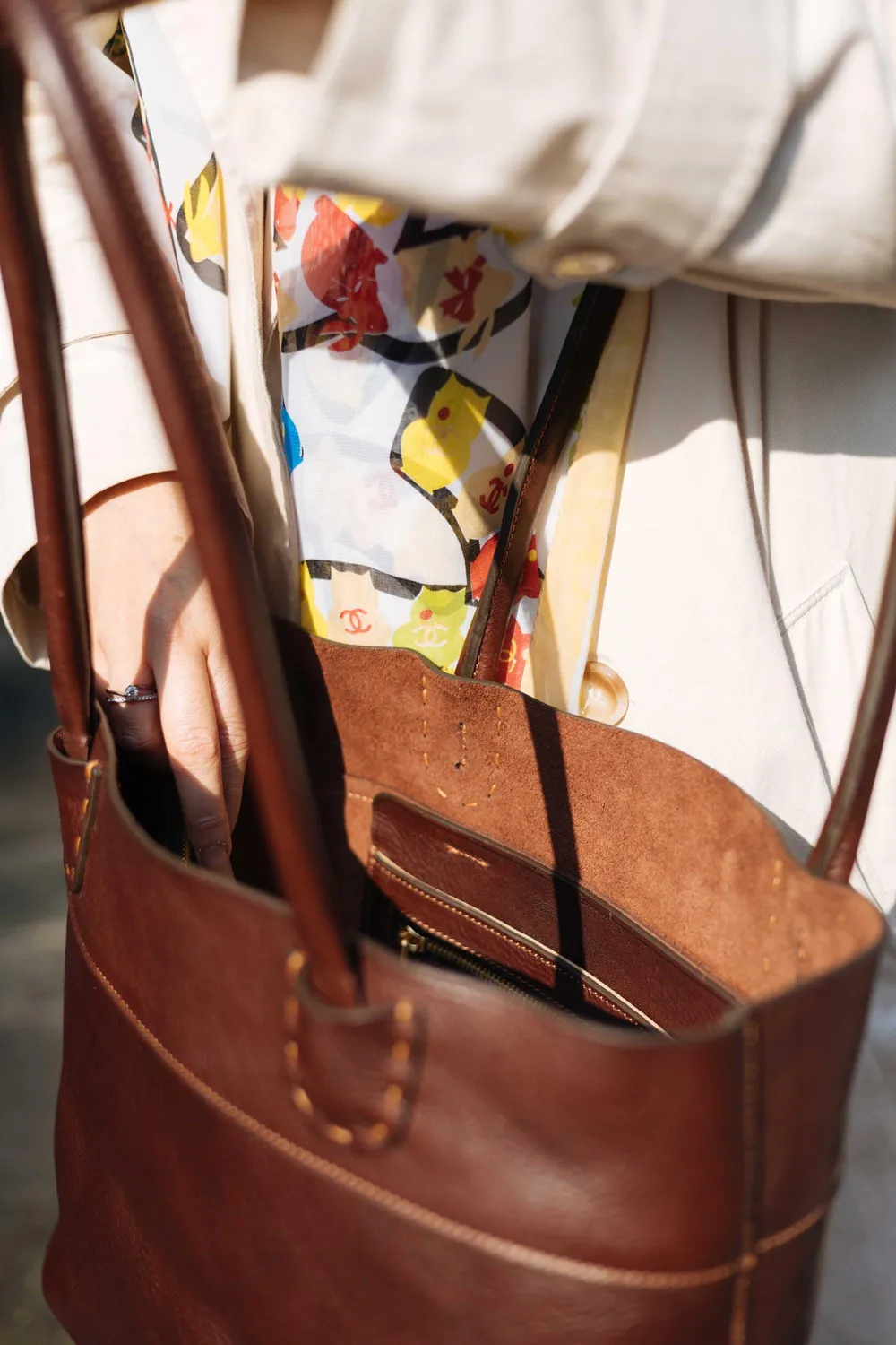 Aigin Milano Handmade Tote Borsa Pelle Naturale Tracolla