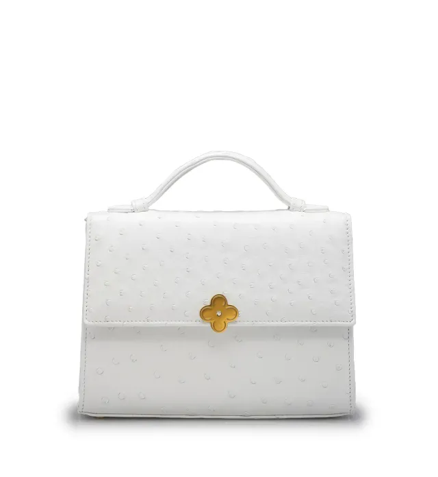 Cardinal Milano Miss Cardinal White Ostrich Borsa a Spalla Bianca Struzzo