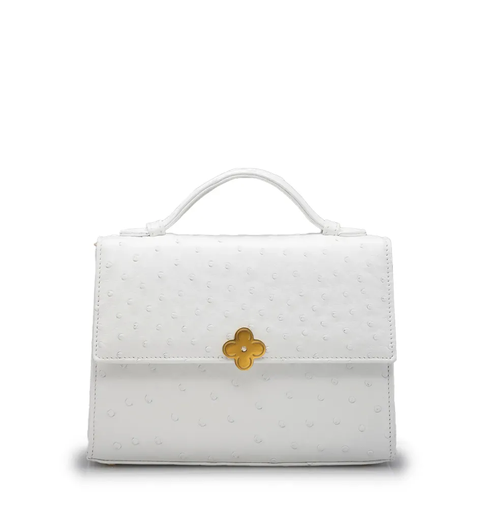 Cardinal Milano Miss Cardinal White Ostrich Borsa a Spalla Bianca Struzzo