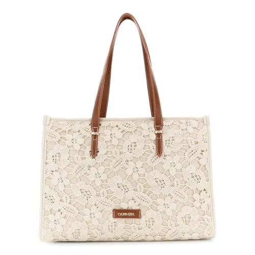 CafèNoir Shopping Bag Grande Macramè con Manici Pelle