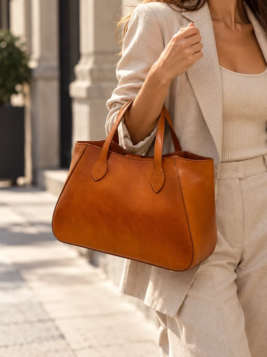 Aigin Milano Pure Leather Form Tote Pelle Naturale
