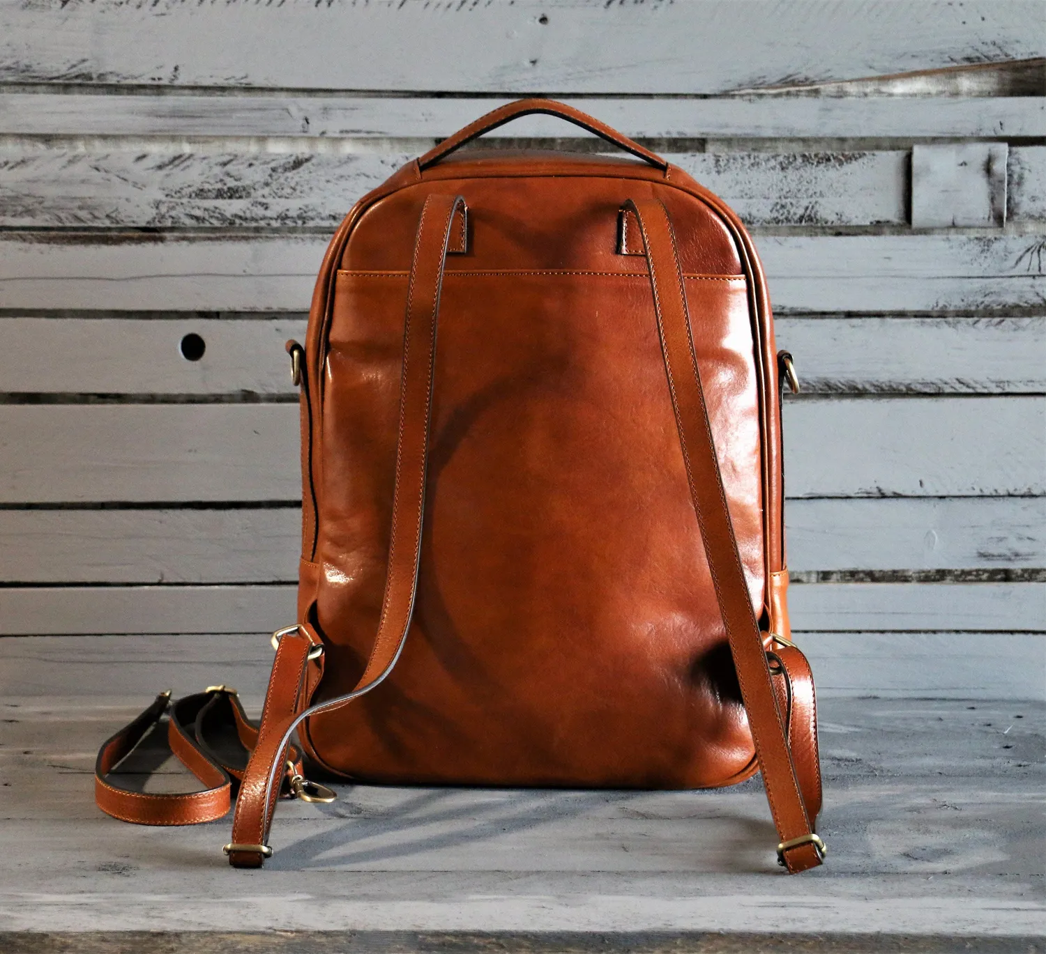 Aigin Milano zaino pelle marrone chiaro laptop 37 cm