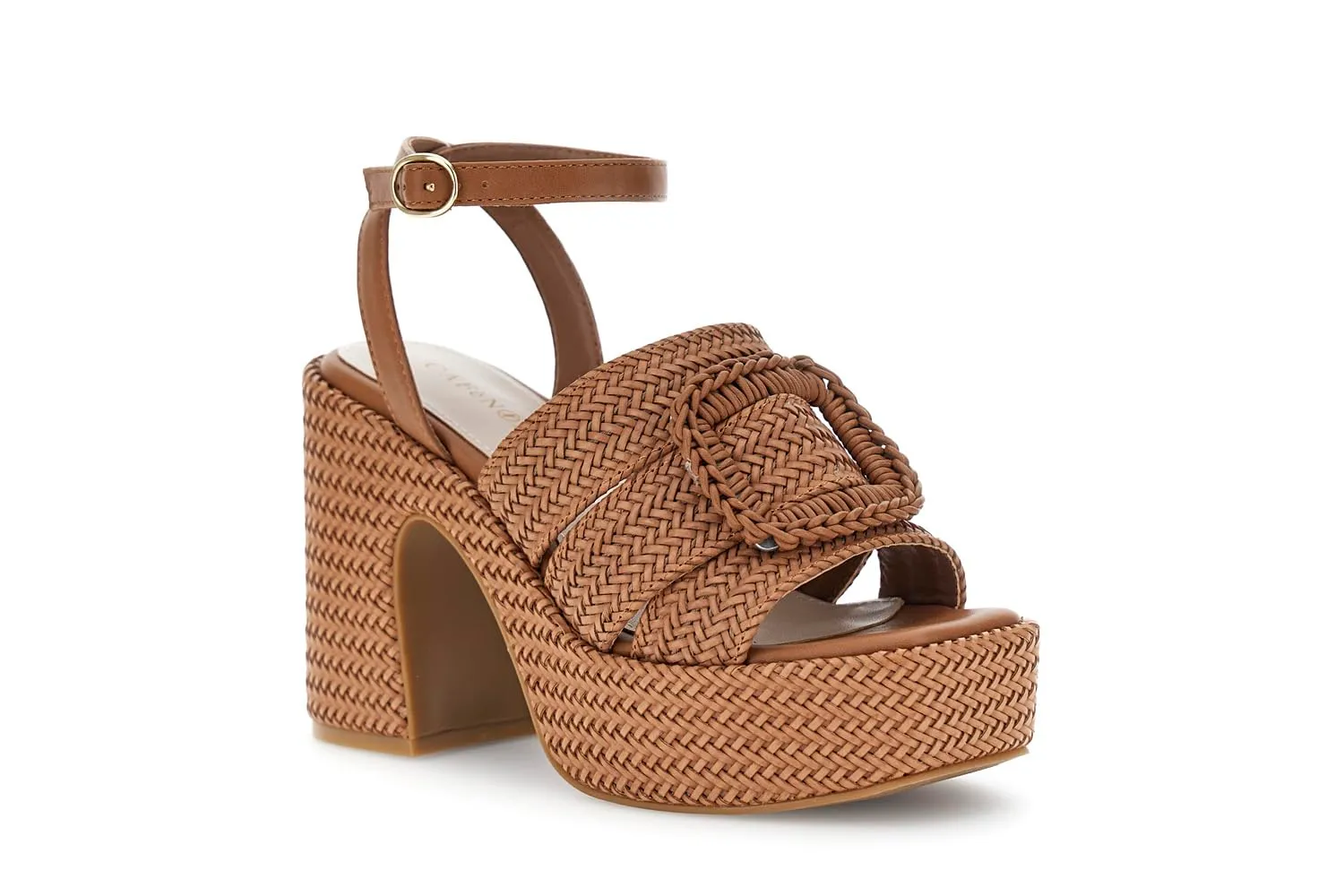 CafèNoir Platform Intrecciata Sandali Cuoio