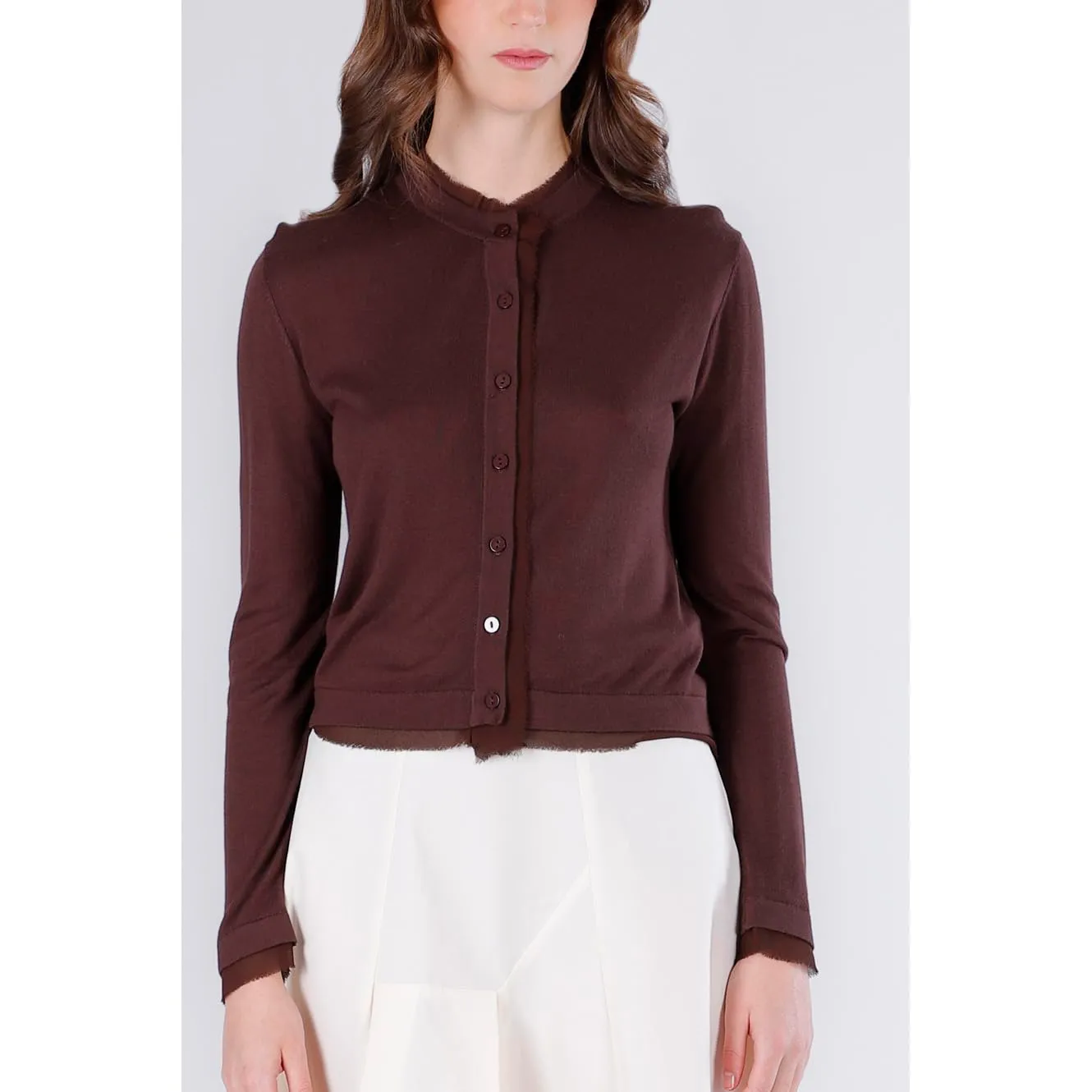 CafèNoir Cardigan Viscosa Bordini Fondente M