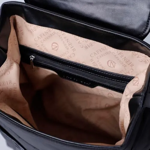 CafèNoir Zaino nylon nero fibbie 29 cm